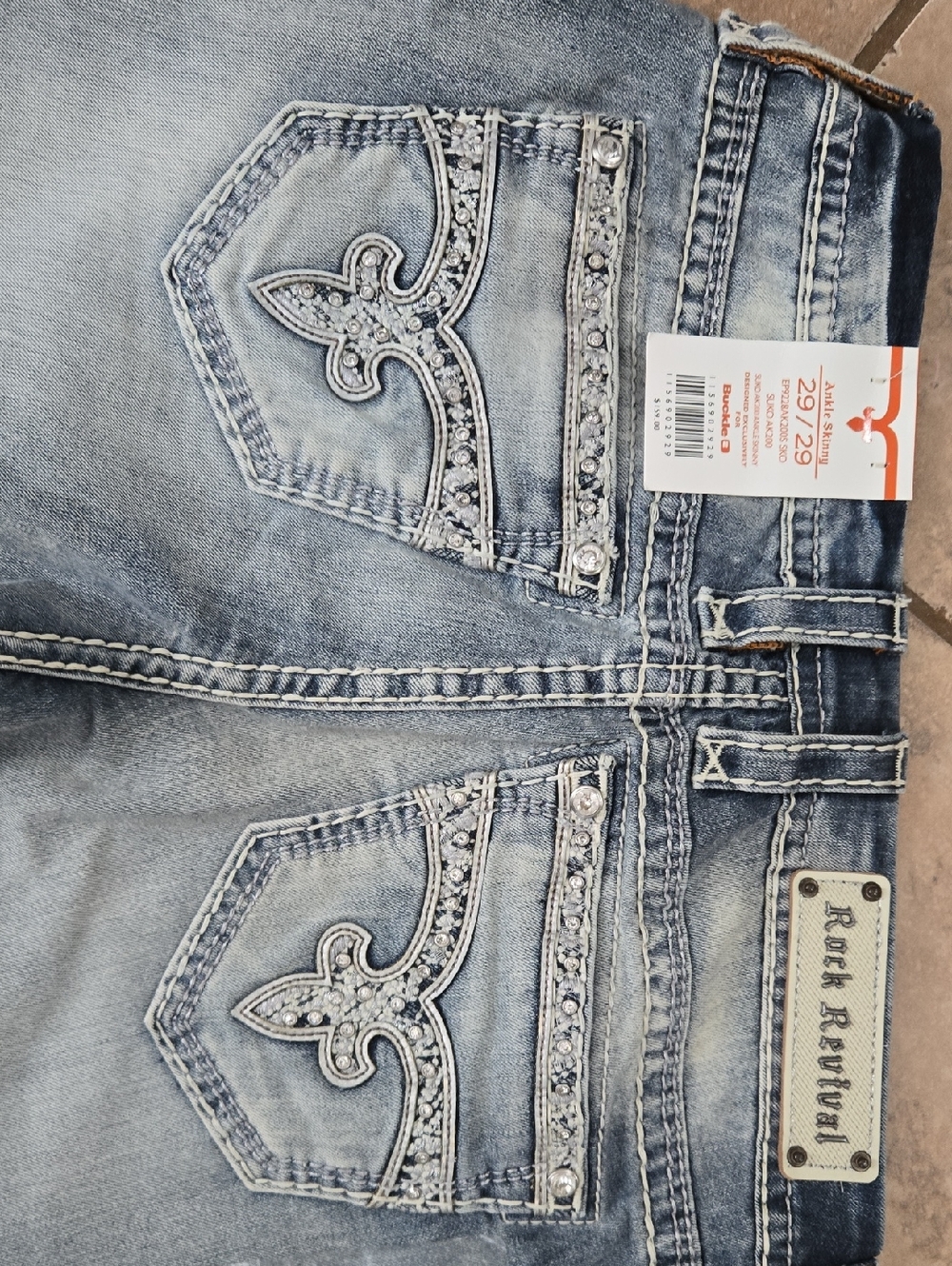 Rock Revival Women's Light Blue Rhinestone Boot Cut Jeans